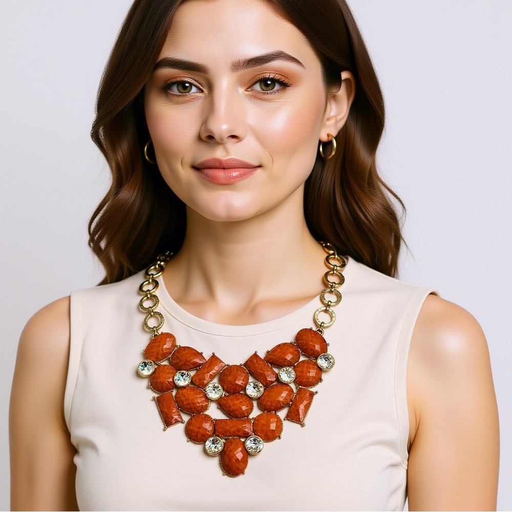 AMRITA SINGH Coral East Hampton Statement Bib Necklace NKC672